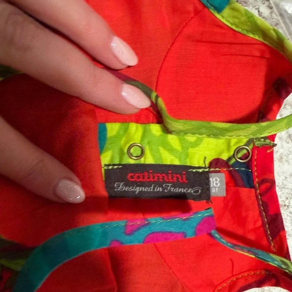 Catimini Vibrant Floral Dress - Red, Green, Blue, Pink